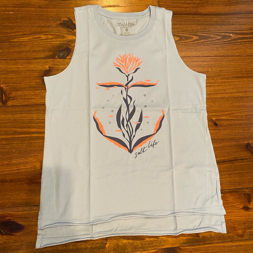 ⚓️⚓️Salt Life Women’s Baby Blue Kelp Anchor Tank Top NWT Size S